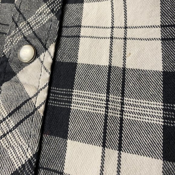 Dickies Shirt Men Small S Black White Plaid Button Up Long Sleeve Pearl Snap - Picture 7 of 11